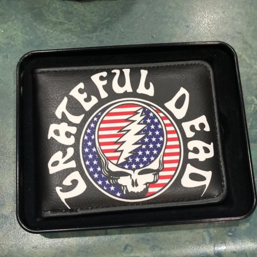 GRATEFUL DEAD Steal Your Face Vegan Leather Mens BiFold black Wallet &‎ case new